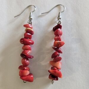 Hand Crafted Red Jasper Chip Earrings
